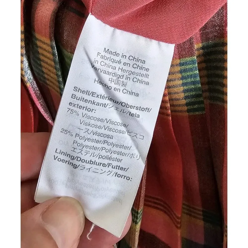 J. Crew Shimmering Madras Plaid A-Line Midi Skirt Women's Size 6 - Picture 6 of 11